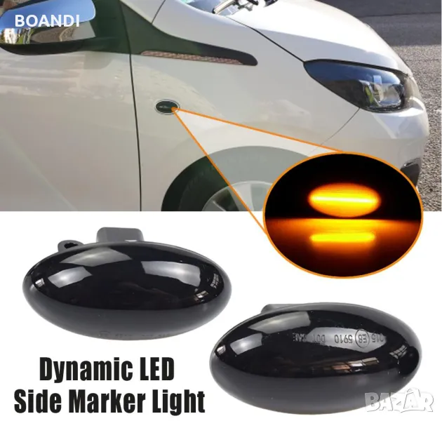 LED Динамични Бягащи Мигачи Peugeot 307 407 Citroen Пежо Ситроен C4, снимка 1