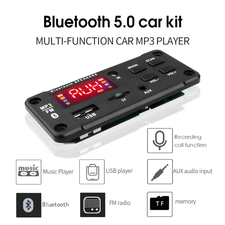 2x25W усилвател 12V MP3 WMA безжичен Bluetooth 5.0 декодер аудио модул USB  FM TF радио AUX вход в Аудиосистеми в гр. Карлово - ID33601819 — Bazar.bg