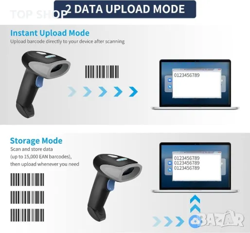 Безжичен  баркод скенер 2D IMHORESE 8300BT, снимка 7 - Оборудване за магазин - 48483653