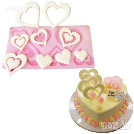 3D контур забождащо сърце силиконова форма молд за украса декорация торта фондан шоколад сладки и др