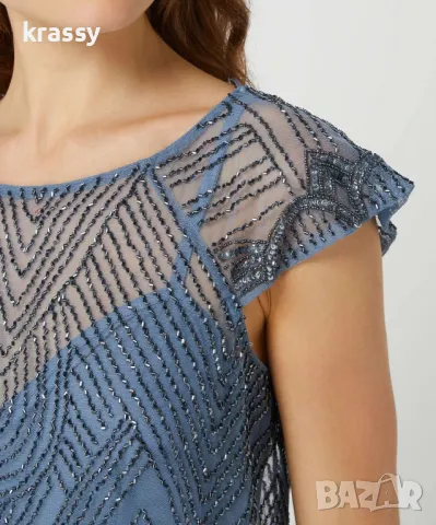 НОВА елегантна дълга дамска рокля от тюл с мъниста и пайети LACE&BEADS (Л), снимка 4 - Рокли - 39419025