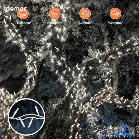 THKFUL Външни коледни приказни светлини, 50 метра 300LED, снимка 8 - Декорация за дома - 47980698