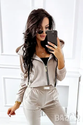 Caramel Моден дамски комплект от две части от кадифе, 3цвята , снимка 10 - Комплекти - 48775327