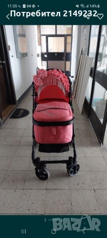 бебешка количка и столче за кола розова, снимка 5 - Детски колички - 42932850