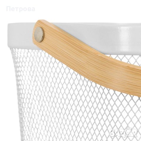 Метална кошница 24.5x24.5x18 см./метална кошница с дървена дръжка, снимка 4 - Декорация за дома - 43789912