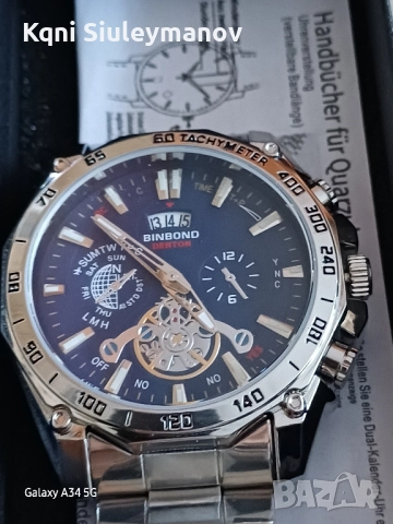 ПРОДАВАМ ЧИСТО НОВ ЛУКСОЗЕН ВОДОУСТОЙЧИВ МЪЖКИ РЪЧЕН ЧАСОВНИК СЪС СВЕТЕЩ ГОЛЯМ ЦИФЕРБЛАТ. , снимка 3 - Мъжки - 52066772