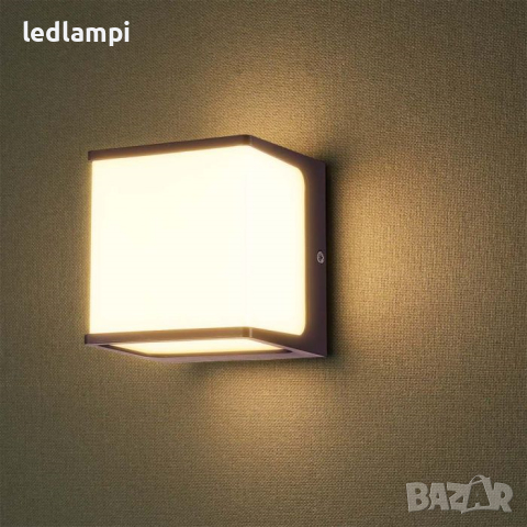 LED Стенен Осветител 8W Квадрат Тъмно Кафяв IP65, снимка 6 - Лампи за стена - 44877069