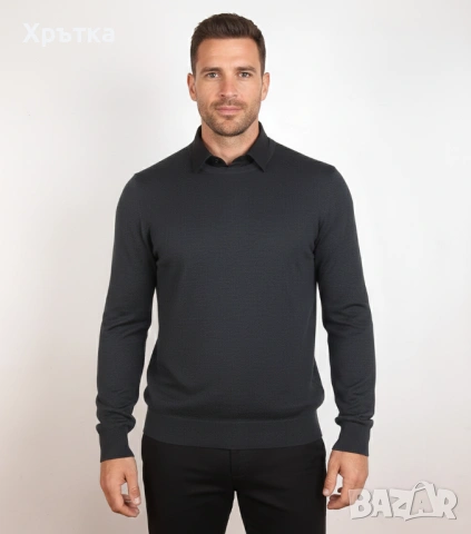 Boggi Milano - Оригинален мъжки пуловер от вълна размер 52 / L