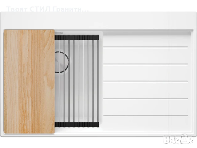 Бяла гранитна кухненска мивка Сидни 780-45 Ergo Multilevel 780х500, снимка 6 - Други - 51204853