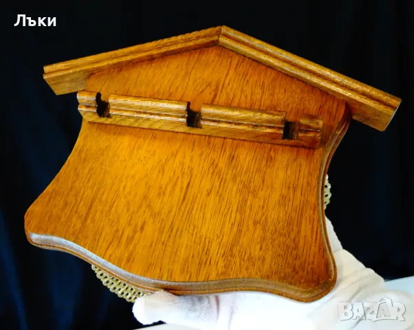 Поставка за прибори,естествено дърво,къща. 