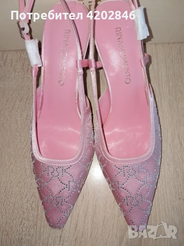 Black Friday  - 10% Rinascimento Нови елегантни обувки, розов сатен с камъчета , снимка 4 - Дамски обувки на ток - 52251900