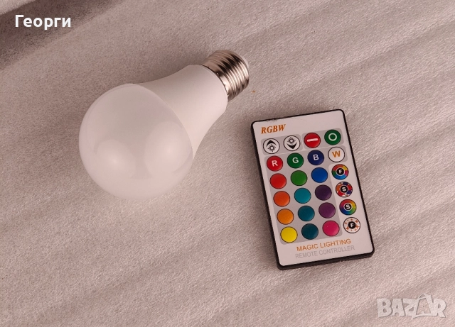 RGB крушка с дистанционно, снимка 2 - Лед осветление - 52472699