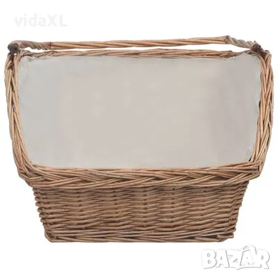 vidaXL Firewood Basket with Handle 61,5x46,5x58 cm Brown Willow(SKU:286989), снимка 3 - Други стоки за дома - 49585584