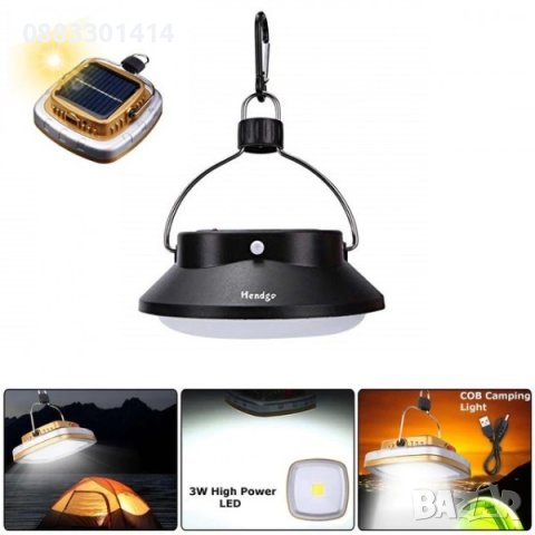 Лампа с карабинер, соларно презареждаща се батерия, ярка LED светлина, снимка 1 - Къмпинг осветление - 42992514