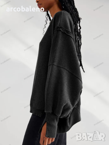 Свободен дамски суичър тип пачуърк с обло деколте, 5цвята , снимка 5 - Суичъри - 44867827