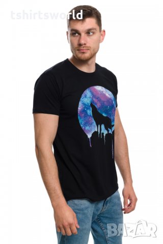 Нова мъжка тениска с дигитален печат Вълк - Луна, Серия вълци, снимка 6 - Тениски - 29040558
