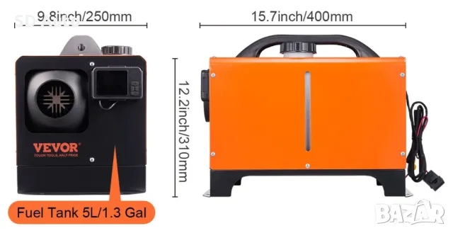 ПРЕНОСИМА Дизелова суха печка Марка: VEVOR 8 kW - 12 V, Дистанционен превключвател и Bluetooth, снимка 7 - Части - 47697904