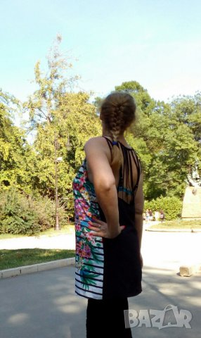 Пъстроцветна туника(рокля) за едра дама с интересен гръб-, снимка 2 - Рокли - 21363632