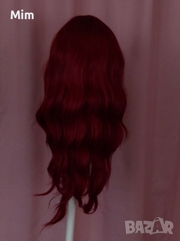 60 см Перука в червено бордо с бретон , снимка 11 - Аксесоари за коса - 52589287