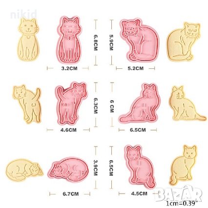 6 бр Коте Котка Котки  резец форма пластмасови разглобяеми резци форми фондан тесто бисквитки резец, снимка 4 - Форми - 33242400