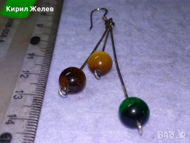 ШАРМАНТНА СРЕБЪРНА РЕТРО АРТ ОБЕЦА СРЕБРО 925 с ШЛИФОВАНО ТИГРОВО и КОТЕШКО ОКО 40906, снимка 13 - Обеци - 43318260