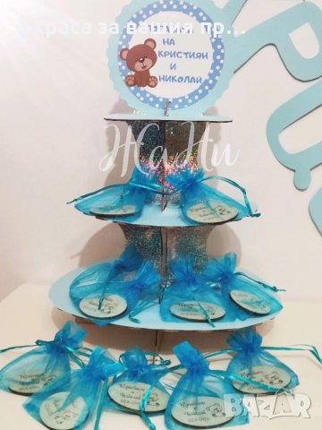 Украса За бебешка погача за близнаци на тема Мечета , снимка 2 - Други - 35419605