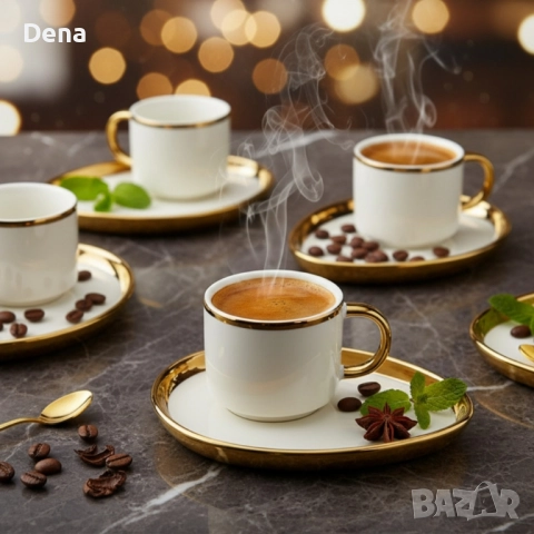 Луксозен комплект за кафе , снимка 3 - Сервизи - 52327705