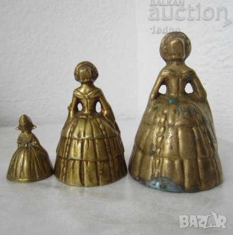 лот 3 бр. стари камбани месинг бронз метал фигура, камбана, снимка 5 - Антикварни и старинни предмети - 28898686