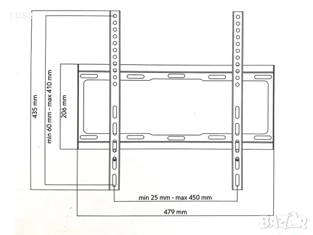 НОВИ! Стойка за телевизор, плоска, 32"-65", стенен монтаж, снимка 3 - Стойки, 3D очила, аксесоари - 48968278