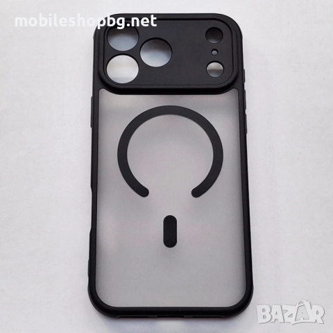 iPhone 17 Pro Max кейс MagSafe матов черен полупрозрачен , снимка 2 - Калъфи, кейсове - 52170300