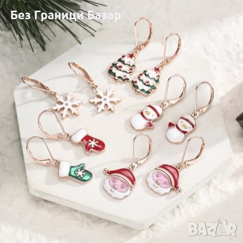 Нови Коледни Обеци Елха Сребро 925 Уникален Подарък Жена, снимка 3 - Обеци - 43570891