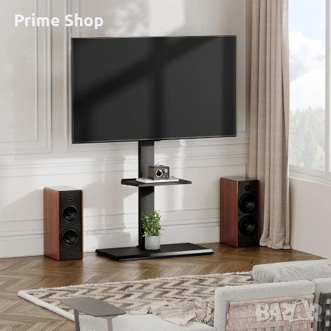 Метална подова стойка за телевизор 50-80" с въртене и рафт, FITUEYES, снимка 4 - Други - 53445038