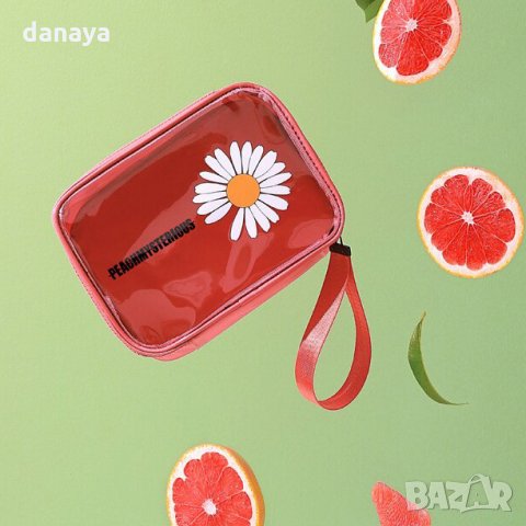 2206 Дамска козметична чантичка Маргаритка, снимка 4 - Портфейли, портмонета - 33147564