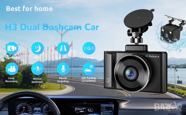 Hobele Dashcam отпред и отзад, двоен рекордер за кола с 32G SD карта, 170° широк ъгъл, 1080P FHD с н, снимка 8 - Аксесоари и консумативи - 43622945