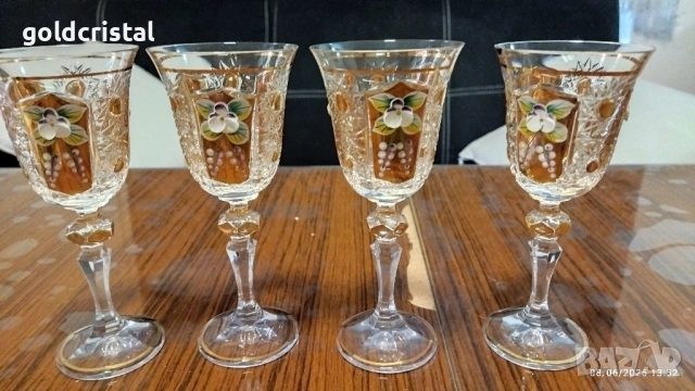 кристални чаши Бохемия , снимка 2 - Антикварни и старинни предмети - 51887635