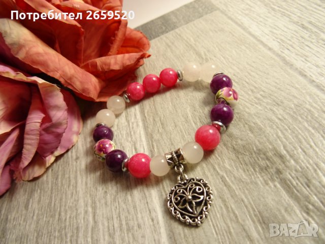 Дамска гривна от естествени камъни, снимка 2 - Гривни - 39612957