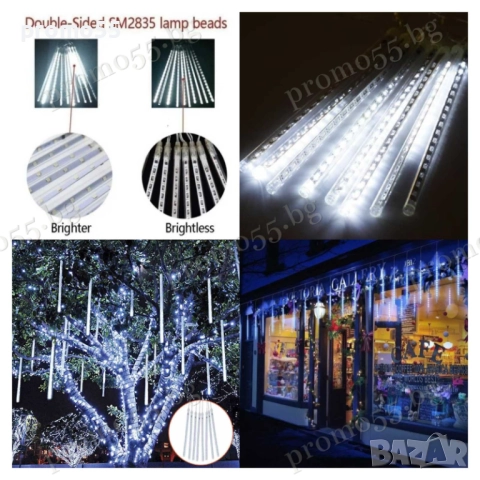 Лед Висулки Падащ Сняг 8Бр. х48см. 3м. Линия Лампички за Коледна Украса, снимка 3 - Други - 52596302