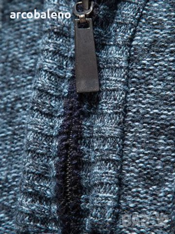 Мъжки ежедневен пуловер с V-образно деколте и цип със стояща яка, 3цвята, снимка 7 - Пуловери - 43148208