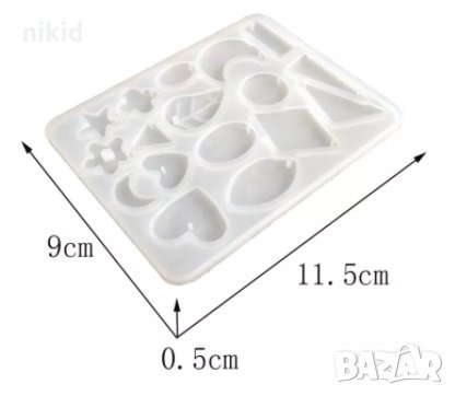 Микс всякакви фигурки за висулка висулки плитък силиконов молд форма калъп смола бижу обеци, снимка 4 - Форми - 33537409