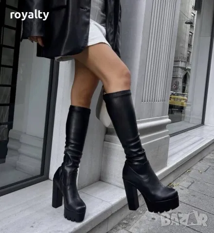 Ботуши на ток - черна кожа