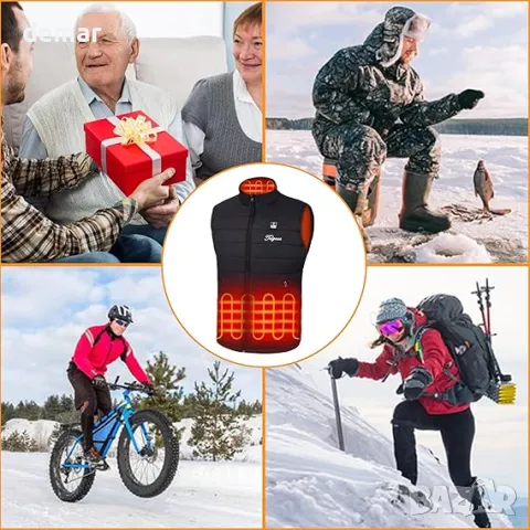 Мъжка електрическа отоплителна жилетка Telguua с презареждаема Powerbank, размер XL, снимка 3 - Други - 47437086