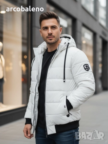 Мъжко зимно ватирано яке с качулка, 4цвята , снимка 2 - Якета - 52477688