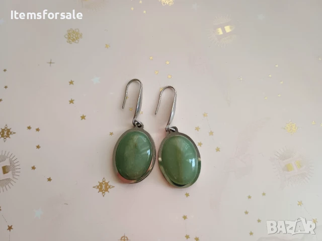 Продавам обици с авантюрин и слънчев камък