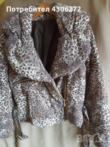 Дамско късо яке, модерен принт, топло и меко, снимка 2 - Якета - 52319921