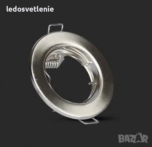 GU10 Корпус Луничка Кръг Сатен Никел ( мат) Спот, снимка 2 - Лампи за таван - 37107172