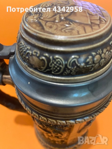 Винтидж (1949-1990)  бирена халба « Семейство на ловци» Gerz W. Germany с дебел капак., снимка 3 - Антикварни и старинни предмети - 52872064