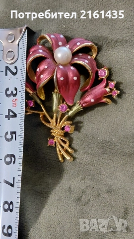 Прекрасна ретро брошка с емайл , снимка 2 - Антикварни и старинни предмети - 52851458