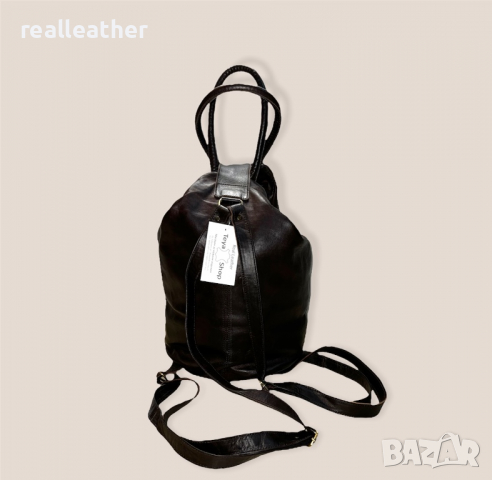 Дамска чанта-раница от естествена кожа в тъмнокафяв цвят, снимка 3 - Раници - 36379794