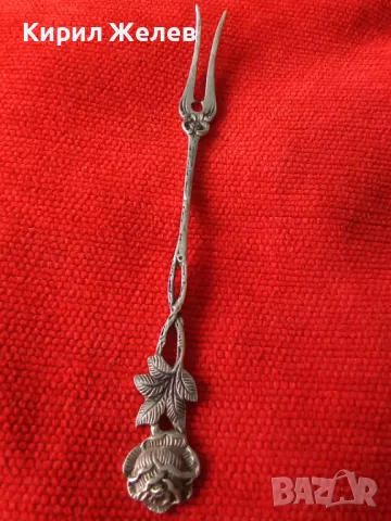 СТАРА НЕМСКА ФЛОРАЛНА КОЛЕКЦИОНЕРСКА ДЕСЕРТНА СРЕБЪРНА ВИЛИЧКА СРЕБРО 800 ПРОБА 42994, снимка 15 - Колекции - 44376138