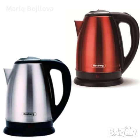 Електрическа кана, 1800W, 1.8л., Корпус неръжд. стомана, S/S, Инокс/Черен, Червен металик, снимка 3 - Кани - 53392736